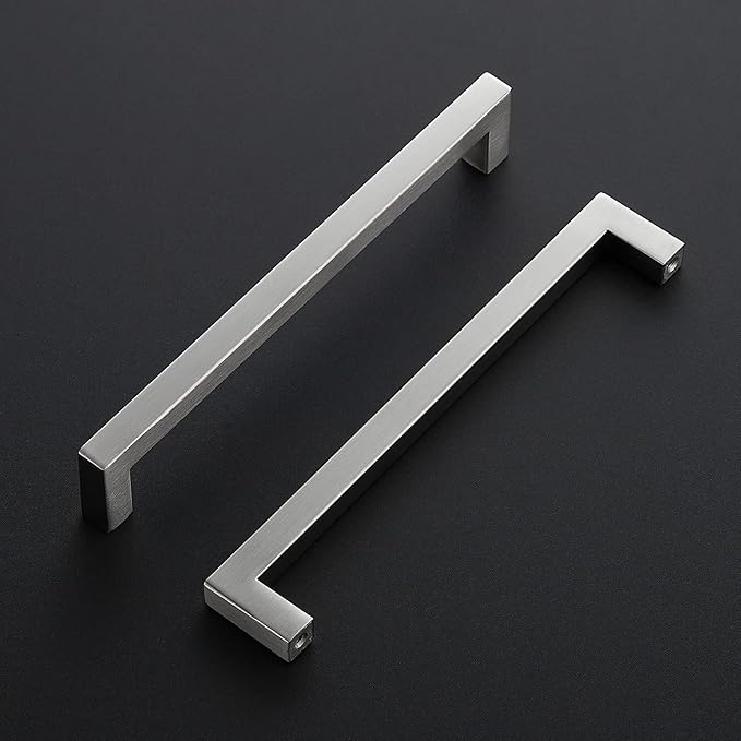 Ravinte 10 Pack Brushed Nickel Kitchen Cabinet Handles 7-1/2 Inch Cabinet Pulls Square Kitchen Hardware for Cabinet Drawer Pulls Drawer Handles Come with Screwdriver