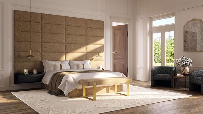 Vänt Upholstered Wall Panels - King/Cal King Size Wall Mounted Velvet Headboards - Velvet Platinum Grey - Twin/King - Set of 4 Panels (Each Individual Panel 39"x11.5")