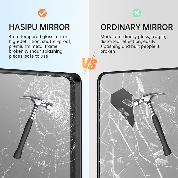 Hasipu 2 PCS Bathroom Mirror for Wall, 36 x 30 Inch Gold Metal Framed Bathroom Mirrors for Over Sink, Rectangle Bathroom Vanity Mirror, Anti-Rust, Tempered Glass, Horizontal or Vertical
