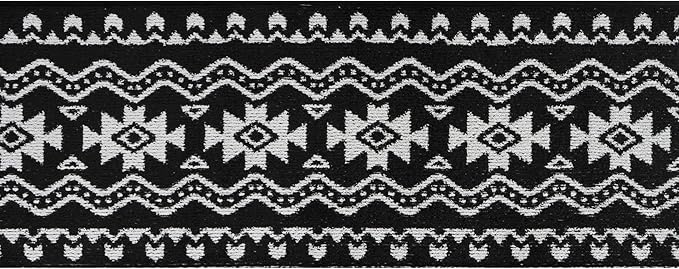 Custom Length Cut to Size Tribal Ethnic Southwestern Inspired Hallway Runner Rug, Non Slip Rubber Backed, 31 inch Wide X Customized Length, Aztec Black, 31 inch X 10 feet