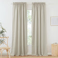 RYB HOME Flax Linen Blend Curtains - European Flax Linen Semi Sheer Curtains Privacy Protect Window Drapes Light Filter for Parlor, Sliding Door, Villa, Party, W 52 x L 95 inch, Angora, 2 PC