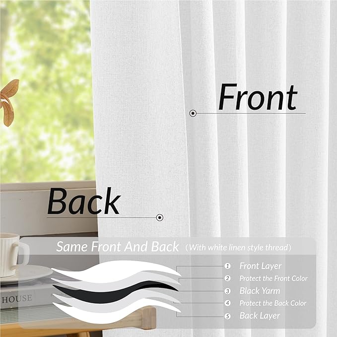 KangBang Pinch Pleated White Curtains Blackout 102 Inches Long-Pinch Pleat Linen Drapes 2 Panels Set for Living Room Dining with Hooks, Soft Elegant Window Treatments with Hooks,40Wx102L, Pure White