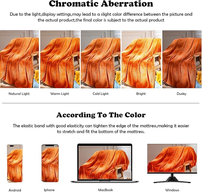 NEWCOSPLAY Super Soft King Blanket Orange Premium Silky Flannel Fleece Leaves Pattern Lightweight Bed Blanket All Season Use (Orange, King(90"x110"))