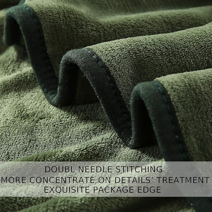 HOZY Soft Blanket Twin Size Fleece Warm Fuzzy Throw Blankets for The Bed Sofa Lightweight 350GSM Green 66"*90"