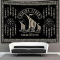 OSUNBD Viking Warship Tapestry Wall Hanging - Large 100x90 inches Storm & Celtic Runes on Soft Flannel Aesthetic Mythology Tapestries Norse Mythology Art for Bedroom, Living Room Decor