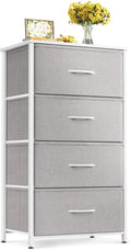ODK Dresser for Bedroom with 4 Storage Drawers, Small Dresser Chest of Fabric Drawers with Sturdy Steel Frame, Wood Top, Light Grey