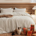Bedsure King Size Comforter Set - Beige King Comforter Set, Soft Bedding for All Seasons, Cationic Dyed Bedding Set, 3 Pieces, 1 Comforter (104"x90") and 2 Pillow Shams (20"x36"+2")