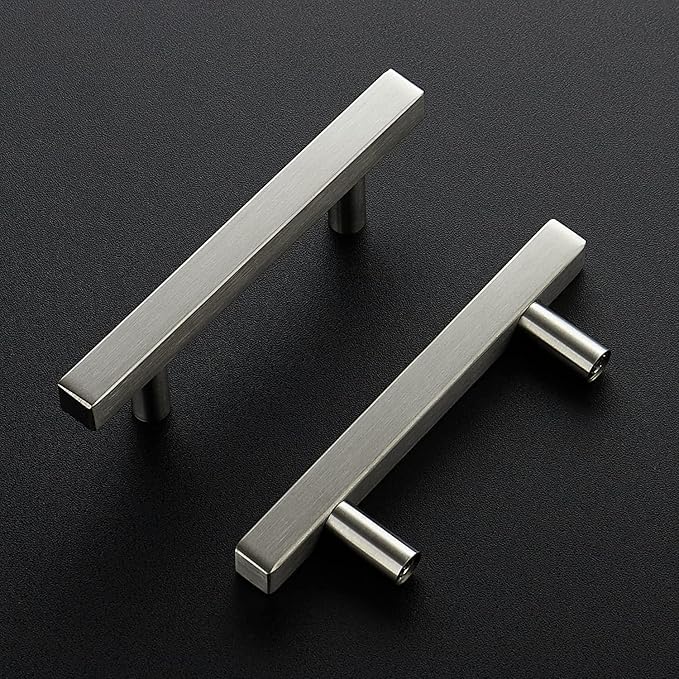 Ravinte 50 Pack Cabinet Handles 3 Inch Brushed Nickel Cabinet Pulls Square Hardware for Kitchen - 5 Inch Total Length