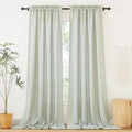 RYB HOME Thick Linen Curtains 102 inches Long, Wrinkle Resistance Semi Translucent Vertical Boho Linen Burlap for Living Room Kids Room Home Office, W 52 x L 102 inches, Sage Green, 2 Panels