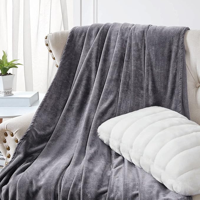 Walensee Fleece Blanket Plush Throw Fuzzy Lightweight (XL-Twin Size 66x90 Dark Grey) Super Soft Microfiber Flannel Blankets for Couch, Bed, Sofa Ultra Luxurious Warm and Cozy for All Seasons