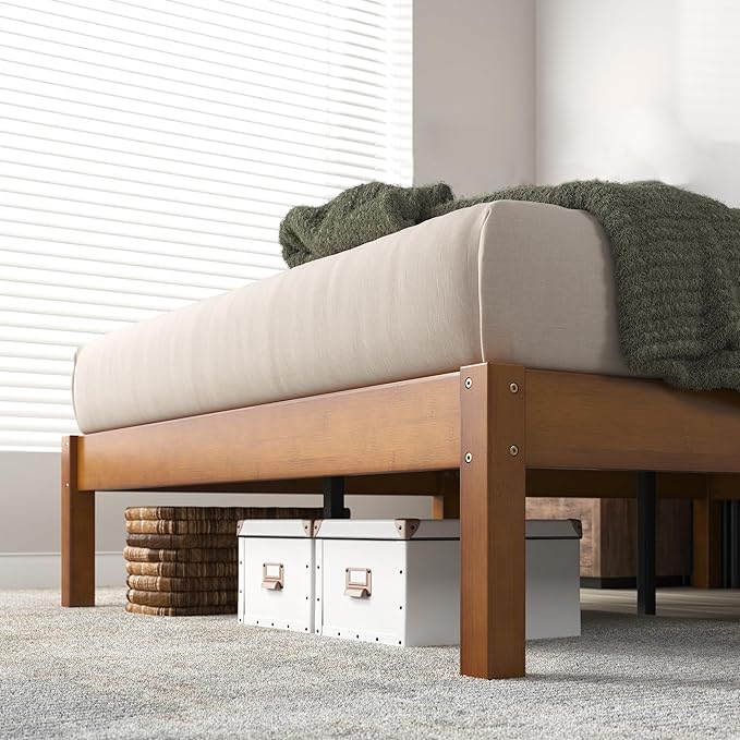 ZINUS Ellie 14 Inch Twin Bamboo Platform Bed Frame, Wood Slat Support, No Box Spring Needed, Easy Assembly, Brown