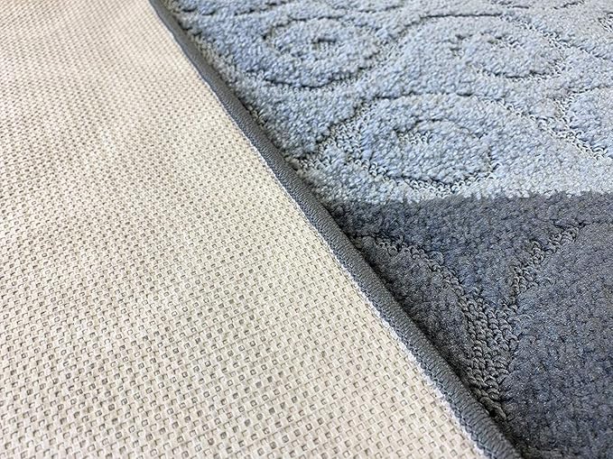 Custom Size Modern Runner Rug Carpet for Hallway Entryway Foyer Kitchen, Slip Resistant Latex Rubber Backed 31 inch Wide X Customized Length, Scroll Grey, 31 inch X 18 feet