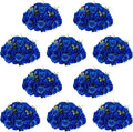 NUPTIO Artificial Flower Centrepieces for Tables - 10 Pcs Large Fake Flowers Roses Balls 15.7 inch Diam- Royal Blue Silk Faux Rose Arrangement Bouquet for Wedding Party Centerpiece Table Decorations