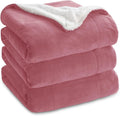 Bedsure GentleSoft Sherpa Fleece Blankets King Size for Bed - Thick and Warm Throw for Girls and Women, Soft Fuzzy Plush King Blanket for Winter, Dusty Rose, 108x90 Inches