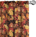 Ambesonne Fall Curtains, Happy Autumnal Colors with Birds in Nests Cartoon Illustration Print, Window Treatments 2 Panel Set for Living Room Bedroom, Pair of - 28" x 95", Cinnamon Amber and Orange