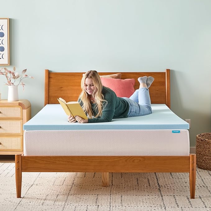 LINENSPA Memory Foam Mattress Topper - 2 Inch Gel Infused Memory Foam - Plush Feel - Cooling and Pressure Relieving - CertiPUR Certified - Dorm Room Essentials - Full XL Size