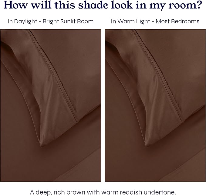 California Design Den Twin XL Sheet Sets - 400 Thread Count Sateen, 100% Cotton Sheets Twin XL, Deep Pockets, Cooling and Durable Bedding Set - Espresso Chocolate Brown