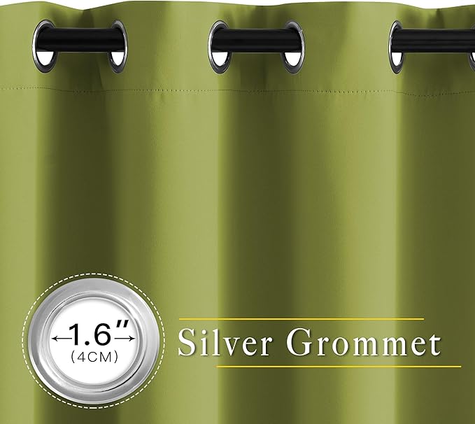 NICETOWN Room Darkening Curtains 90 inches Long for Bedroom - Grommet Light & Heat Blocking Window Treatments Soundproof Drapes for Living Room (2 Panels, W52 x L90, Fresh Green)
