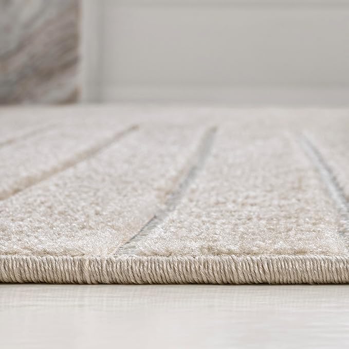 Eyely NCS101E-5 Odense High-Low Minimalist Angle Geometric Beige/Cream 5 ft. x 8 ft. Indoor/Outdoor Area Rug, for Home, Backyard, Patio, Porch, Bedroom, Kitchen, Living Room