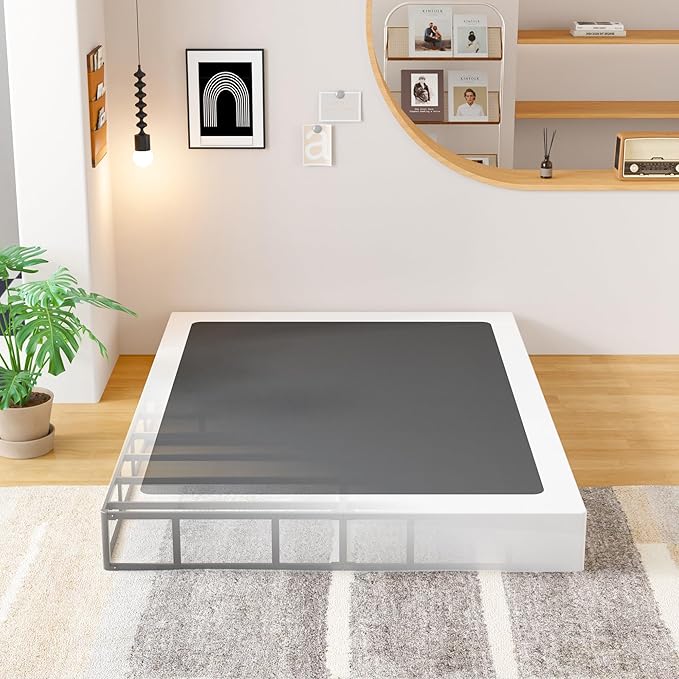 EMODA 9 Inch Queen Box Spring Bed Base, 3000 LBS Heavy Duty Metal Mattress Foundation with Fabric Cover, Easy Assembly