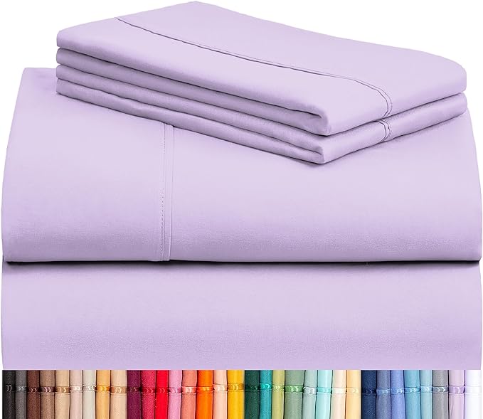 LuxClub 3 PC Sheet Sheets Deep Pockets Wrinkle Free-Kids-Fitted Sheets Machine Washable Hotel Bedding Silky Soft - Lavender Twin