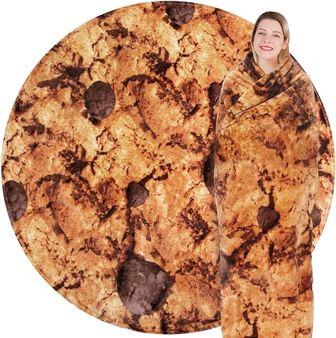 Jorbest Cookie Blanket Birthday Gifts for Women Men Teen Boys Girls, Double Sided Novelty Cookie Throw Blanket Funny Gifts for Adult Kids, 285 GSM Soft Flannel Food Blanket (Dark Brown, 60 inches)