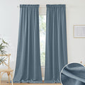RYB HOME Linen Sheer Curtains 102 inches Long for Living Room Bedroom, Vertical Boho Rustic Home Decor Privacy Semi Sheer for Kids Room, W 52 x L 102 inches, Stone Blue, 2 Panels Set