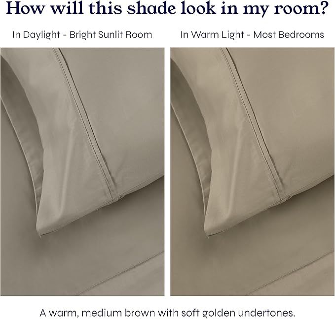 California Design Den Split King Sheets Sets for Adjustable Bed - Soft 100% Cotton Sheets, 400 Thread Count Sateen, Deep Pockets, Cool and Durable Bedding, Beats Egyptian Cotton Claims - Taupe