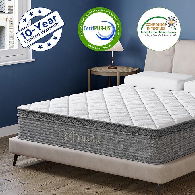 Full Mattress,10 Inch Full Size Hybrid Memory Foam and Individual Pocket Spring,Motion Isolation,Medium Firm Mattress,Pressure Relief