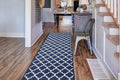 Custom Size Cut to Length Moroccan Trellis Design Runner Rug Mat For Wide Long Hallways with Non-Slip Rubber Backing, Better Traction for Pets, Prevent Slippage, Trellis Navy Blue, 31 inch X 7 feet