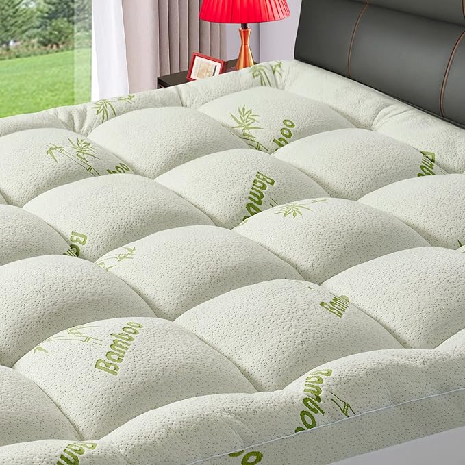 Full Size Mattress Topper for Back Pain,Premium Viscose Made from Bamboo 1200 GSM Extra Thick Mattress Pad,Quilted Fitted Pillow Top Mattress Cover with Deep Pocket Up to 21 Inches（54 * 75inch）