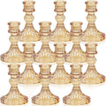 DARJEN Candlestick Holders Set, 4" H Taper Candle Holders Bulk, 12Pcs Gold Glass Candle Holders for Wedding, Festival, Party & Windowsill Decor