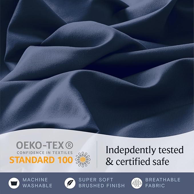 LuxClub Twin XL Sheets - Soft Kids Twin Bed Sheets for Boys and Girls, 3 PC Deep Pockets Wrinkle Free Kids Fitted Sheets Machine Washable Hotel Bedding Silky Soft- Navy Twin XL