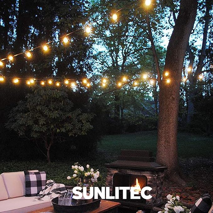 Solar String Lights Waterproof LED Indoor/Outdoor Hanging Umbrella Lights with 30 Bulbs - 50 Ft Patio Light for Deckyard Tents Market Cafe Gazebo Porch Party Decor