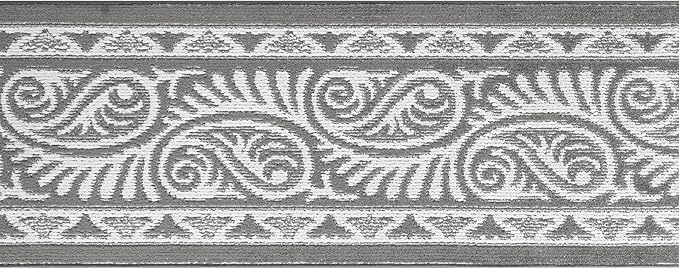Custom Length Cut to Size Tribal Ethnic Southwestern Inspired Hallway Runner Rug, Non Slip Rubber Backed, 31 inch Wide X Customized Length, Mayan Grey, 31 inch X 10 feet