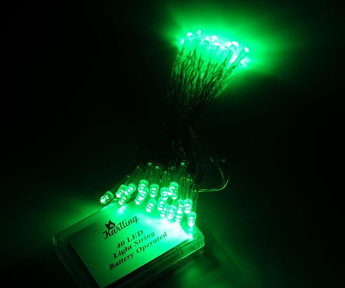 Karlling Battery Operated Green 40 LED Fairy Light String Wedding Party Xmas Christmas Decorations(Green,5 Pack)