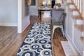 Custom Length Cut to Size Retro Modern Coastal Carpet Runner Rug for Hallways, Non Slip Rubber Backed, 31 inch Wide X Customized Length, Geo Blue, 31 inch X 12 feet