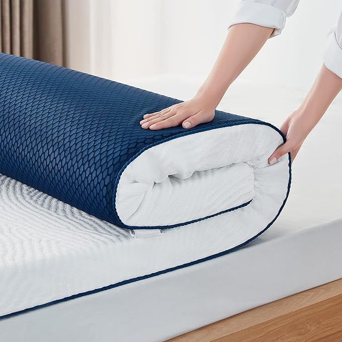 LINSY LIVING 3 Inches Twin Memory Foam Mattress Topper, Cooling Gel-Infused Swirl Memory Foam, Soft Bed Topper with Tencel™ Cover, CertiPUR-US and Oeko-TEX Certified, 74" L * 38" W * 3" H
