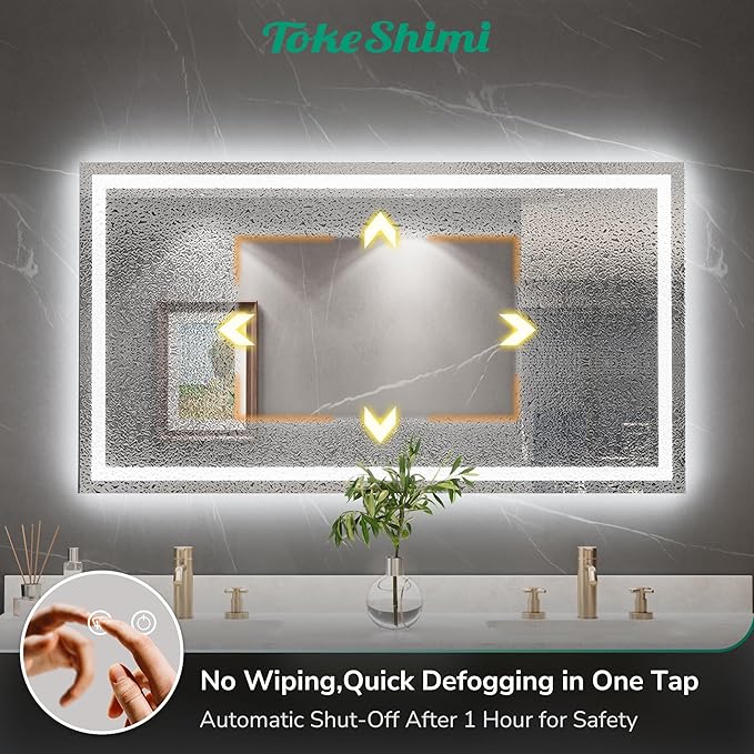 TokeShimi LED Bathroom Mirror 96 x 36 Lighted Bathroom Vanity Mirror with Lights,Brighter Frontlit and Backlit Light up Anti Fog Mirror