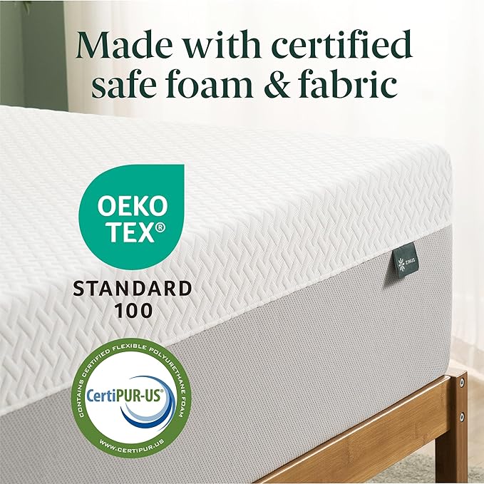 ZINUS 12 Inch Green Tea Essential Memory Foam Mattress [New Version], Queen, Fiberglass Free, Medium Feel, Breathable Airflow Memory Foam, Certified Safe Foams & Fabric, Mattress in A Box