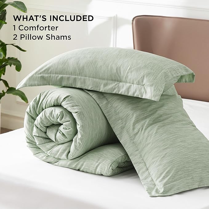 Bedsure Queen Comforter Set - Celadon Green Soft Bedding for All Seasons, Cationic Dyed Bed Set, 3 Pieces, 1 Queen Size Comforter (90"x90") and 2 Pillow Shams (20"x26"+2")