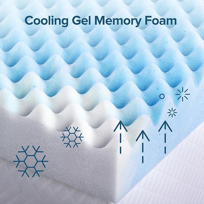 ZINUS 2 Inch Swirl Gel Cooling Memory Foam Mattress Topper, Smaller, More Convenient WonderBox Packaging, Cooling, Airflow Design, CertiPUR-US Certified, King