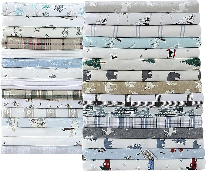 Eddie Bauer - Full Sheet Set, Warm Breathable Cotton Flannel Bedding with Deep Pockets, Brushed for Extra Softness, Cozy Home Decor, Oeko-Tex Certified (Geese Meadows, Full)
