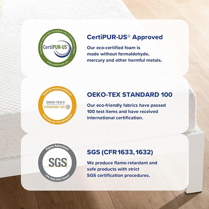 Olee Sleep Twin Mattress, 8 Inch Gel Memory Foam Mattress, Gel Infused for Comfort and Pressure Relief, CertiPUR-US Certified, Bed-in-a-Box, Medium Firm, Twin Size