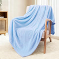 Exclusivo Mezcla Fleece Throw Blanket Extra Large, Super Soft and Warm Blankets for Couch, Sofa and Bed Waffle Textured, Cozy, Fuzzy and Lightweight (Light Blue, 50x70 Inches)