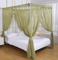 Akiky Canopy for Girls Room Bed Curtains Sheer Curtain for Twin Full Queen Size Bed Drapes,8 Panels Canopies with Light,Room Décor(Twin,Sage Green)