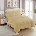 Sweet Home Collection 7 Piece Comforter Set Bag Solid Color All Season Soft Down Alternative Blanket & Luxurious Microfiber Bed Sheets, Camel, Full