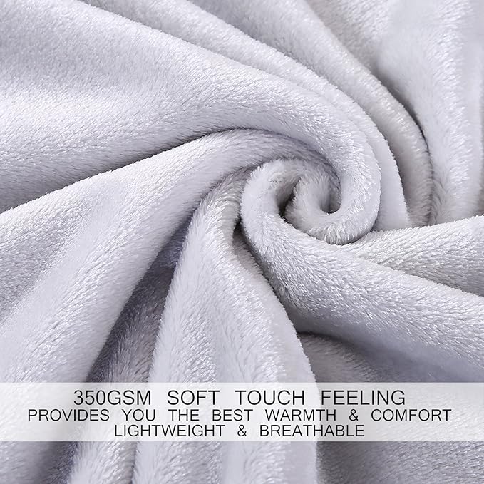 Soft Twin Size Blanket All Season Warm Fuzzy Microplush Lightweight Thermal Fleece Blankets for Couch Bed Sofa,66x90 Inches,Gray