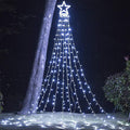 FUNIAO (Upgraded) Christmas Decoration Outdoor Star String Lights, 320 LED Christmas Tree Topper Lights with 12" Lighted Star for Halloween Christmas New Year Holiday Garden Yard (White)