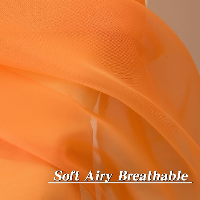 HUTO Orange Sheer Curtains 84 inches Long for Bedroom Top Rod Pocket Sheer Window Panels Curtains for Nursery Living Room 52 by 84 Inch Length Set of 2